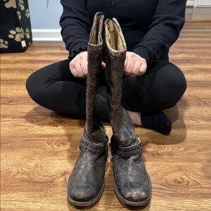 Frye Distressed Brown Over the Knee Boots